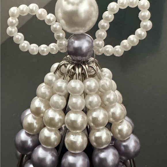 Handmade Christmas ornaments set of 7: 3 angels & 4 stars beaded pearled white - Picture 6 of 16